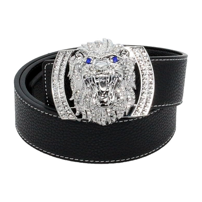 QHA Men's Designer Lion Buckle Leather Belt – 38mm, Statement Waist Belt Q3-01 - additional view 17