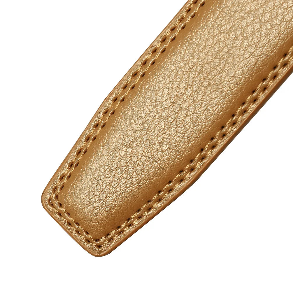 Unisex Thin Leather Belt Strap Without Buckle 3.1cm 110–130cm