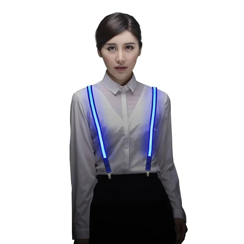 Light-Up LED Suspenders & Bow Tie Set – Adjustable Glowing Party Braces for Kids & Adults