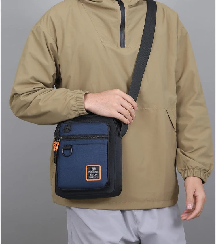 Men's Mini Oxford Messenger Bag with Zipper Closure and Polyester Lining