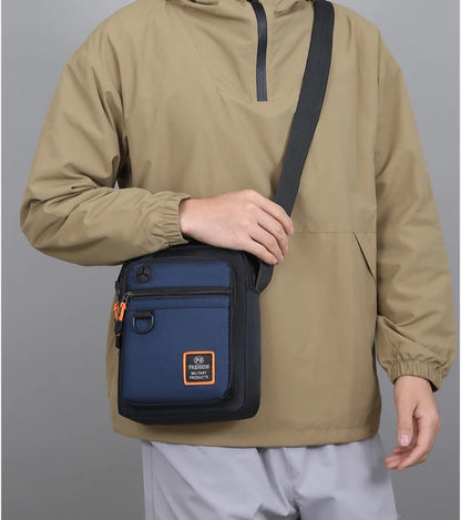 Men's Mini Oxford Messenger Bag with Zipper Closure and Polyester Lining