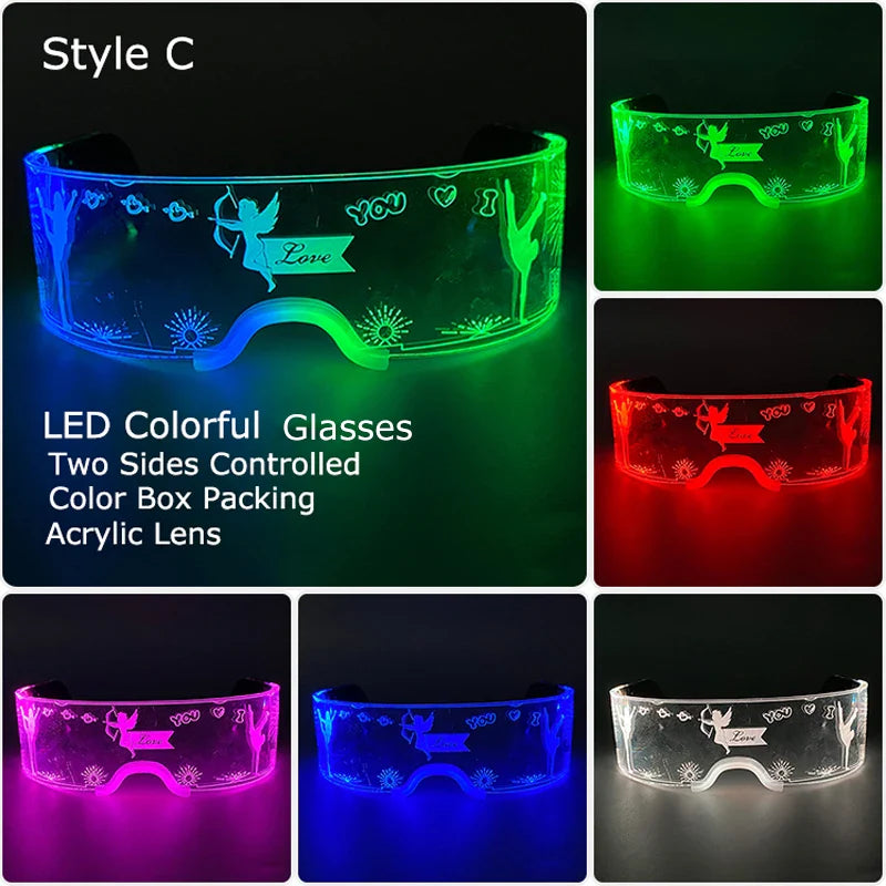 LED Light-Up Party Glasses – Acrylic Luminous Shades for Festivals, KTV, Bar & Stage Performances | Unisex for Adults & Kids
