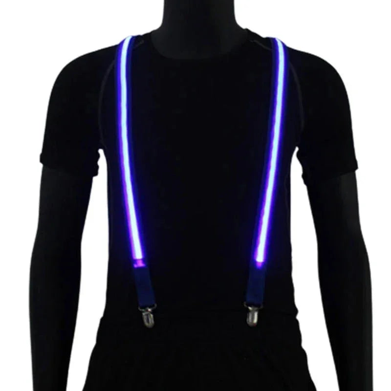 Light-Up LED Suspenders & Bow Tie Set – Adjustable Glowing Party Braces for Kids & Adults