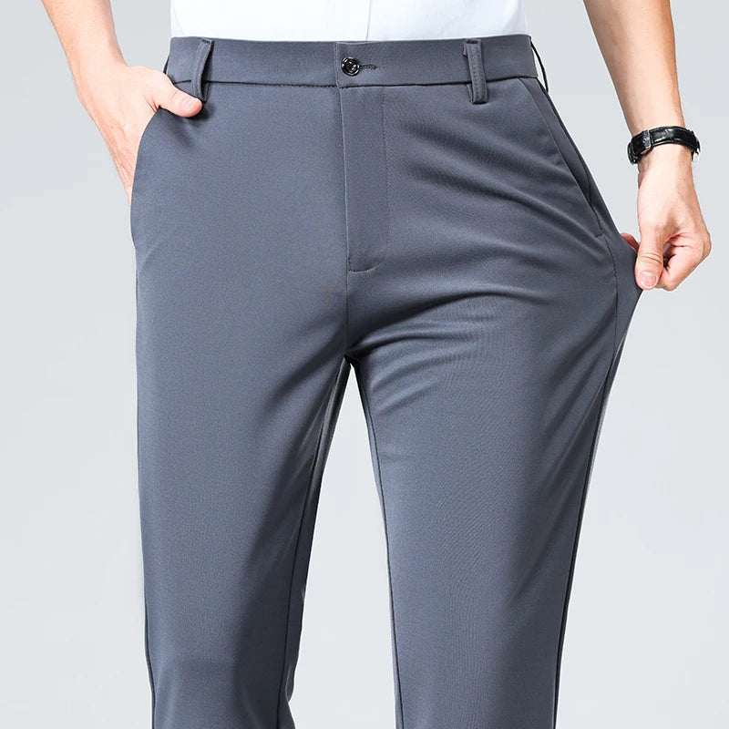 Mens Slim Fit Formal Trousers Stretch Smart Business Suit Pants - QHA UK