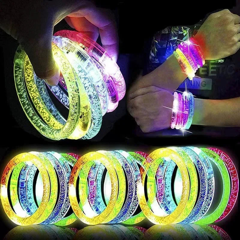 1–100PCS LED Glow Bracelets – Light-Up Bands for Halloween, Concerts, Parties & Holiday Decorations