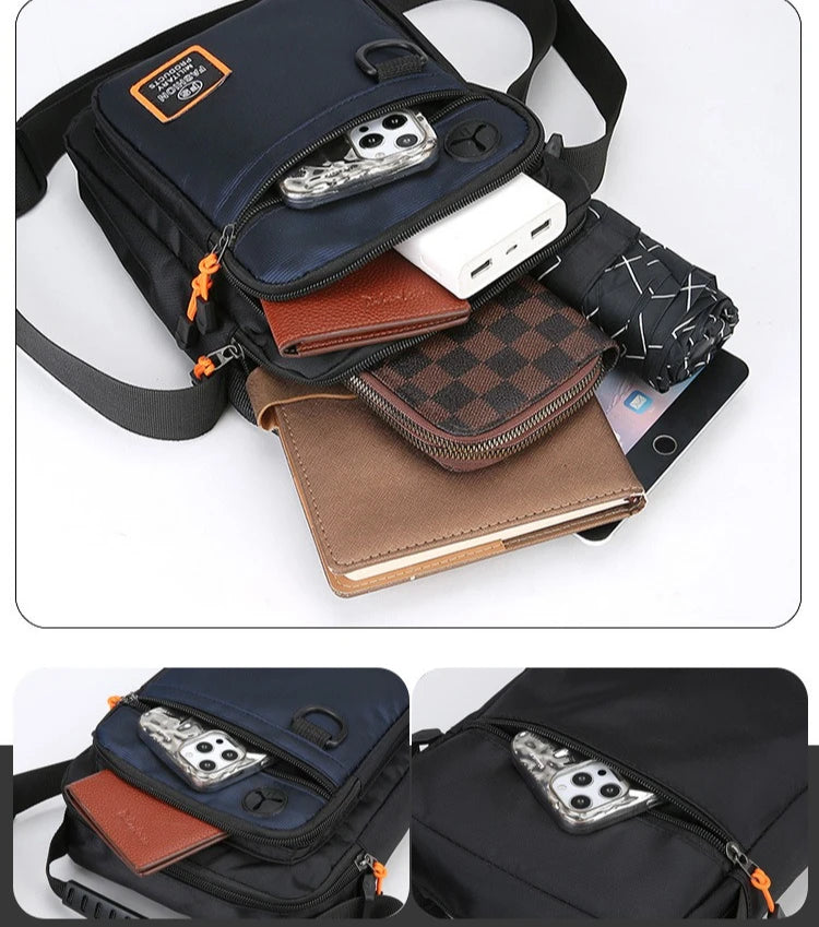 Men's Mini Oxford Messenger Bag with Zipper Closure and Polyester Lining