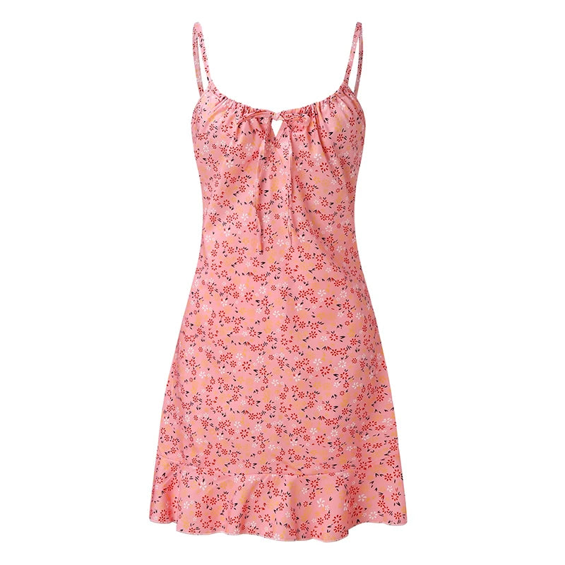 Women's Printed Mini Camisole Dress Strapless Fit Flare Summer Beach
