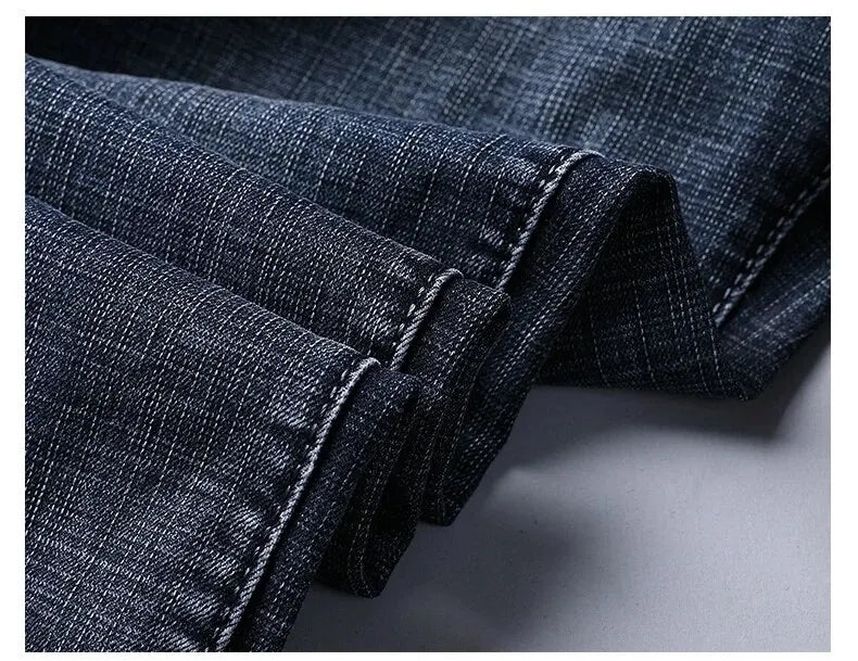 Mens Straight Stretch Jeans Slim Fit Smart Casual Work Denim Trousers