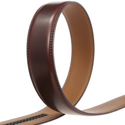 Mens Genuine Leather Belt Strap No Buckle 3cm Ratchet Replacement 110-130cm - QHA UK