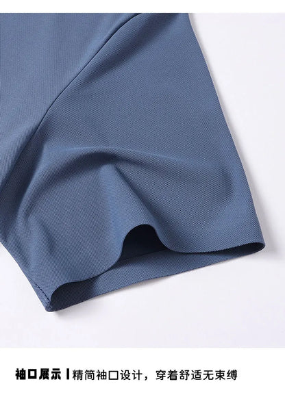 Seamless High-end Polo Shirt for Men's Business Thin Half Sleeved Solid Lapel Short Sleeved Men's Shirt Polo Shirt - QHA UK