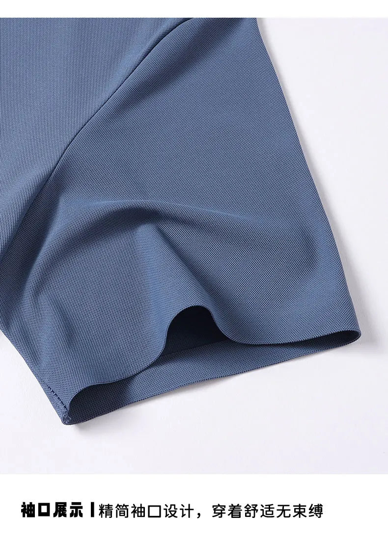 Seamless High-end Polo Shirt for Men's Business Thin Half Sleeved Solid Lapel Short Sleeved Men's Shirt Polo Shirt - QHA UK