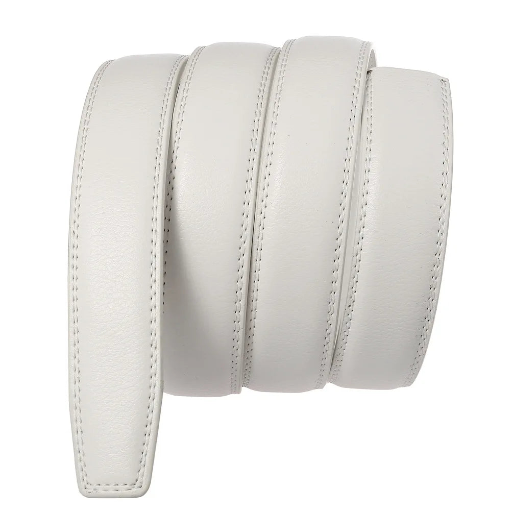Unisex Thin Leather Belt Strap Without Buckle 3.1cm 110–130cm
