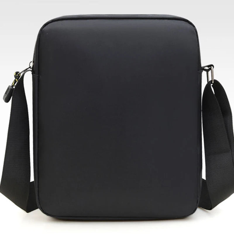 Mens Water-Resistant Nylon Crossbody Satchel Bag with Multi-Pockets - Black