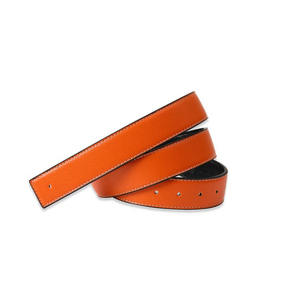Men's Split Leather Belt Strap No Buckle 3.8cm 7 Colours Stitched Edge