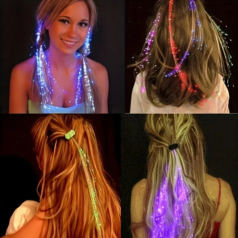 10PCS LED Fibre Optic Hair Clips – Light-Up Glow Barrettes for Parties, Bars & Night Events | Glow-in-the-Dark Hair Pins