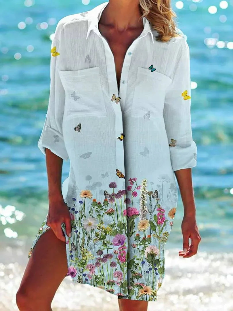 3.Boho Style Summer Cover-Up – Women's Tropical Print Beach Blouse Selection