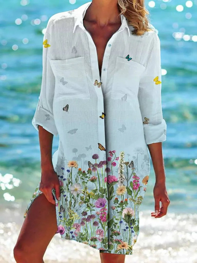 2.Boho Style Summer Cover-Up – Women's Tropical Print Beach Blouse Selection