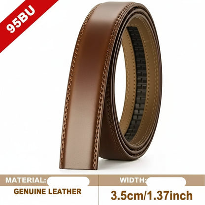 Mens Genuine Leather PU Belt Strap No Buckle 35mm Auto Black Brown