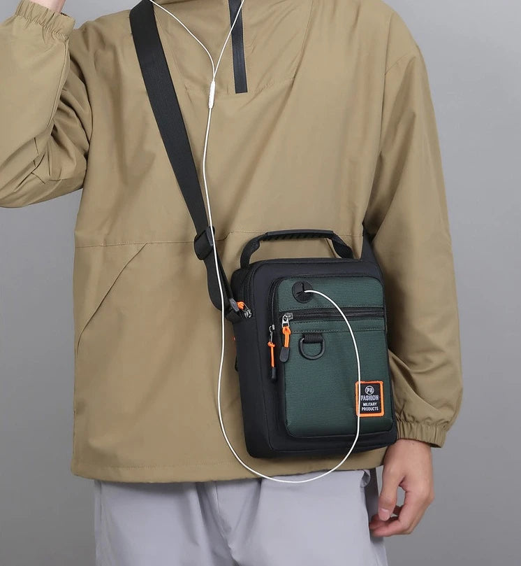 Men's Mini Oxford Messenger Bag with Zipper Closure and Polyester Lining