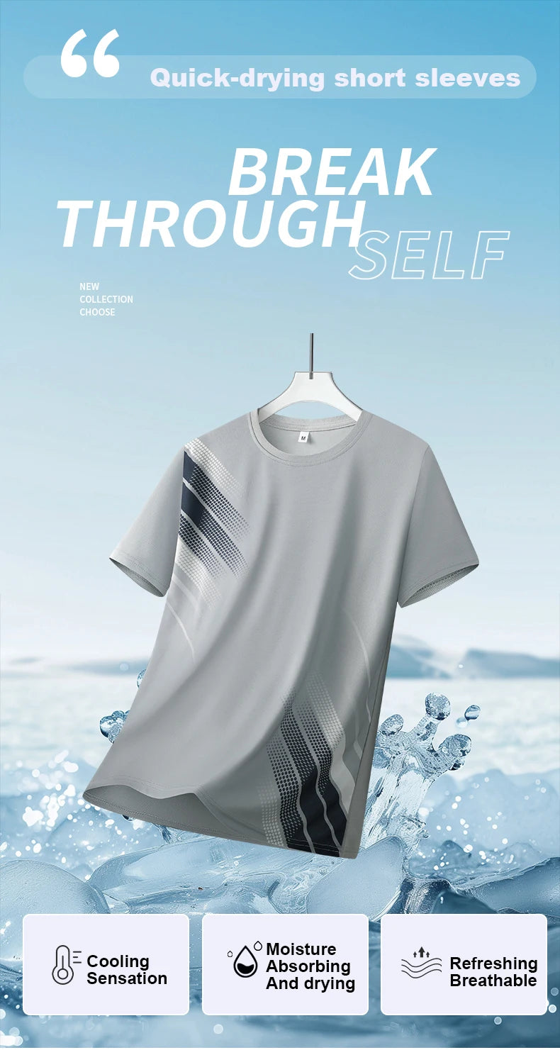 Quick-Drying Ice Silk T-Shirt Short-Sleeved Summer Sports Top Breathable Comfortable New Arrival for Active Wear