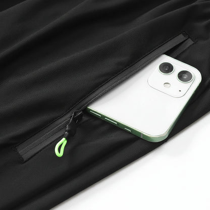 Phone in a black jacket pocket with MANTLCONX branding.