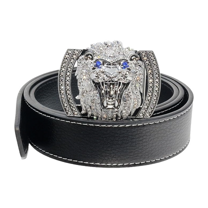 QHA Men's Designer Lion Buckle Leather Belt – 38mm, Statement Waist Belt Q3-01 - additional view 19