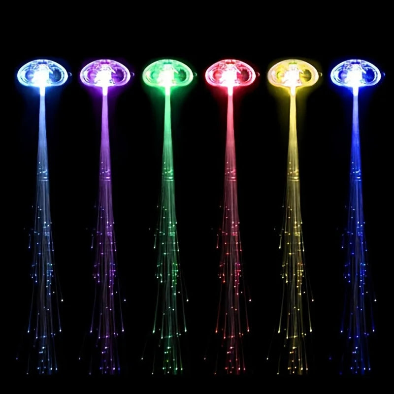 10PCS LED Fibre Optic Hair Clips – Light-Up Glow Barrettes for Parties, Bars & Night Events | Glow-in-the-Dark Hair Pins