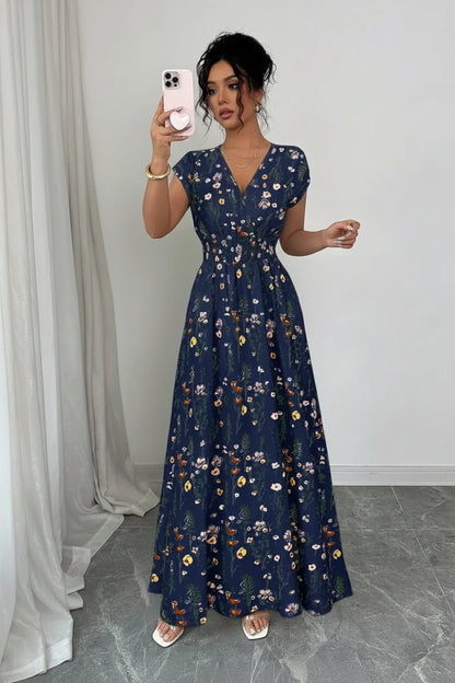 Women's Floral Maxi Dress V-Neck Sleeveless Boho Summer Holiday