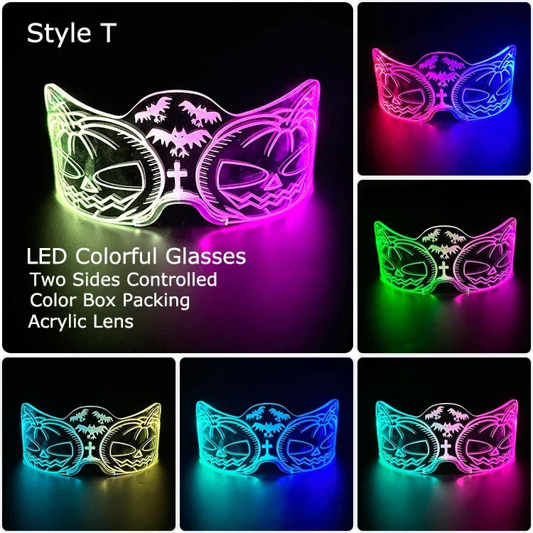 LED Light-Up Party Glasses – Acrylic Luminous Shades for Festivals, KTV, Bar & Stage Performances | Unisex for Adults & Kids