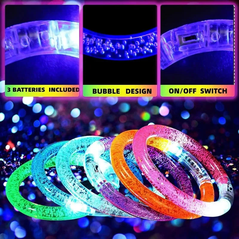1–100PCS LED Glow Bracelets – Light-Up Bands for Halloween, Concerts, Parties & Holiday Decorations