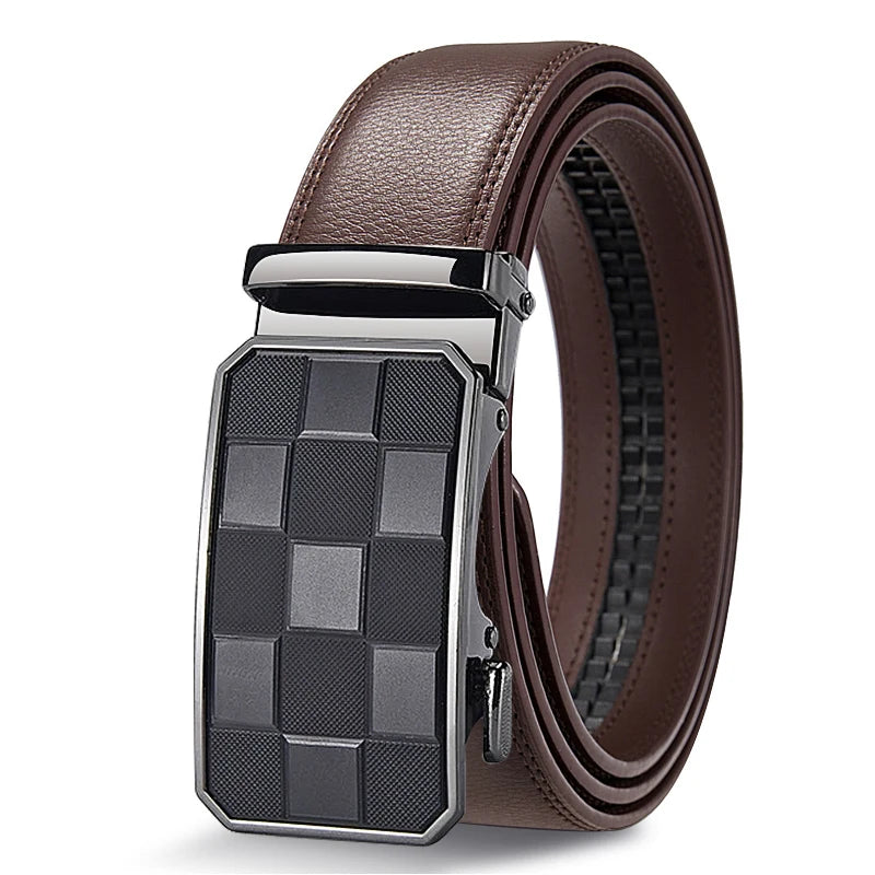 Mens Genuine Leather Automatic Belt 35mm Black Brown Adjustable