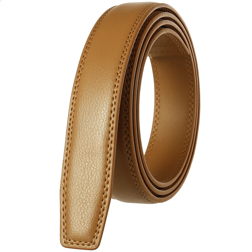 Unisex Thin Leather Belt Strap Without Buckle 3.1cm 110–130cm