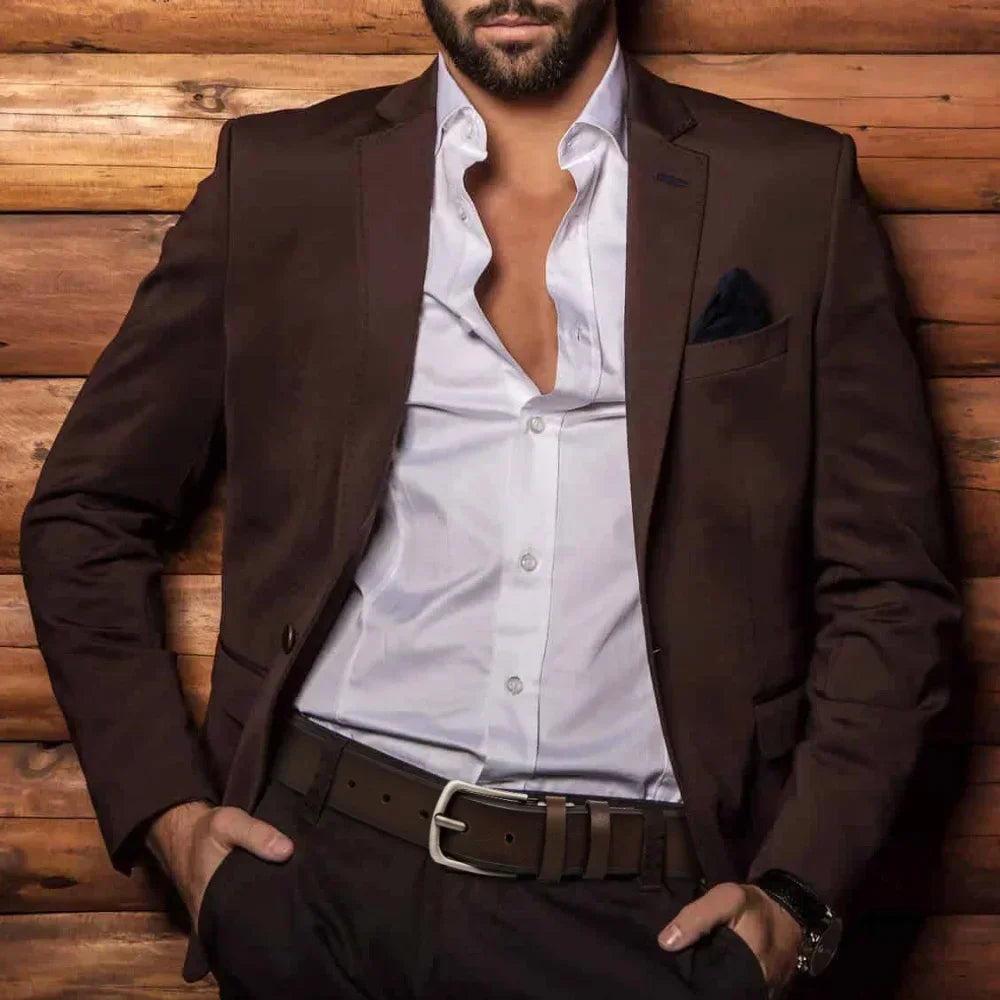 Mens Leather Belt Classic Metal Pin Buckle Casual Business 29mm Wide RF01