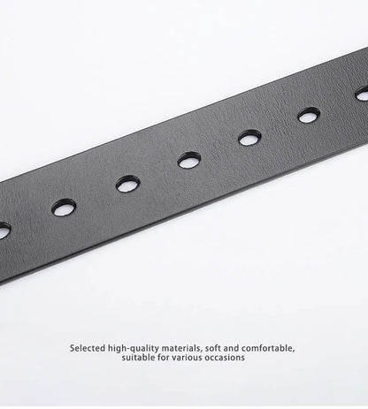 Mens Genuine Leather Belt Strap 3.8cm No Buckle Replacement Black Brown - QHA UK