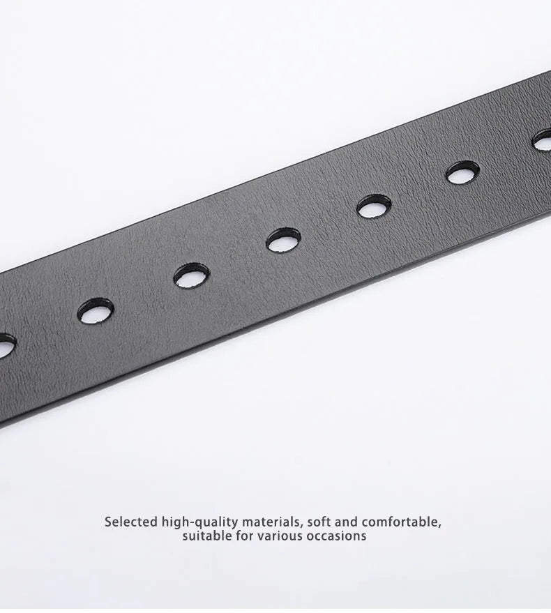 Mens Genuine Leather Belt Strap 3.8cm No Buckle Replacement Black Brown - QHA UK