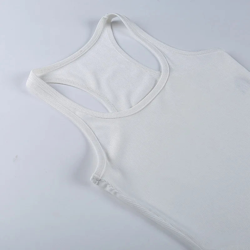 Womens Ribbed Bodysuit Sleeveless Stretch Bodycon Summer Vest Top - QHA UK