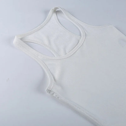 Womens Ribbed Bodysuit Sleeveless Stretch Bodycon Summer Vest Top - QHA UK