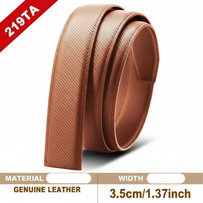 Mens Genuine Leather PU Belt Strap No Buckle 35mm Auto Black Brown