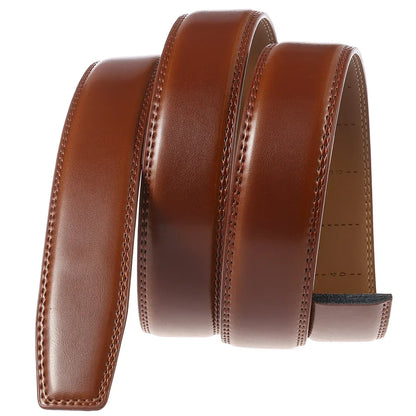 Mens Cowhide Genuine Split Leather Belt Strap No Buckle for Automatic Buckle
