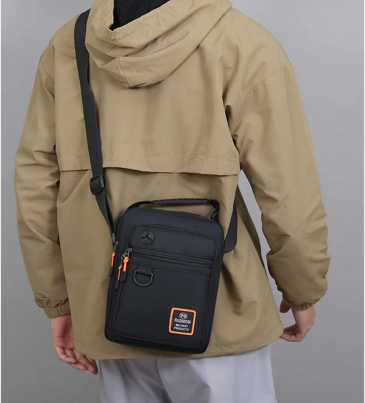 Men's Mini Oxford Messenger Bag with Zipper Closure and Polyester Lining