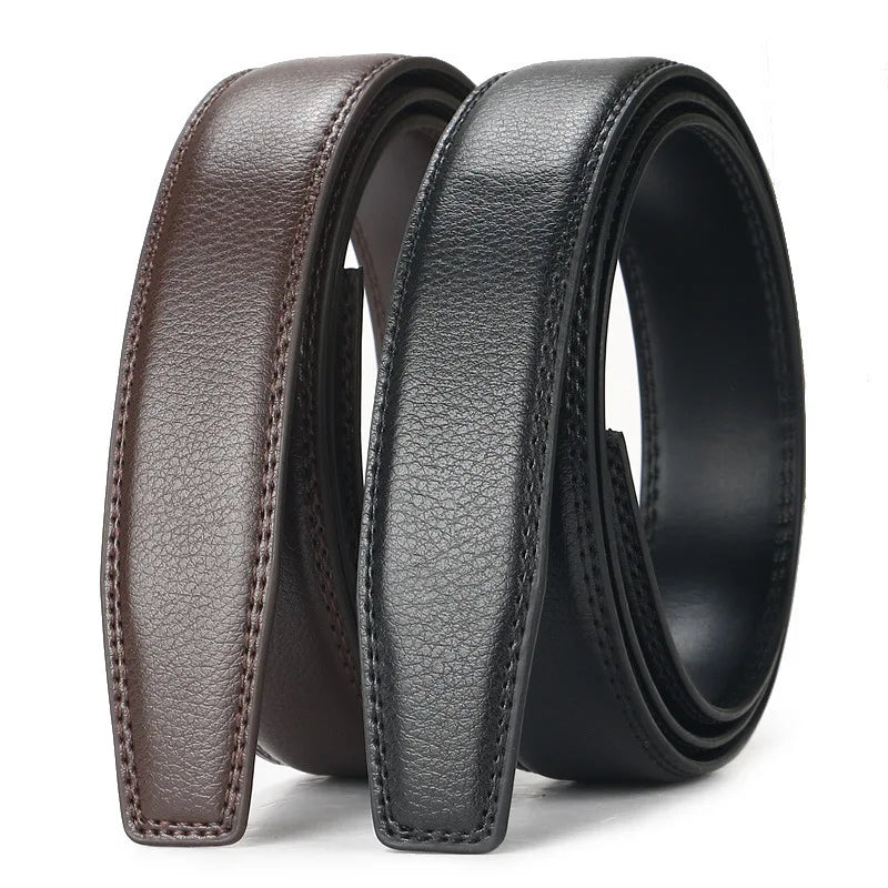 QHA Men's Genuine Leather Ratchet Belt – 35mm, Automatic Buckle, Cut-to-Fit