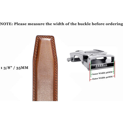 Mens Genuine Leather PU Belt Strap No Buckle 35mm Auto Black Brown