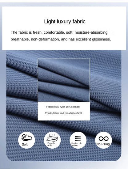 Seamless High-end Polo Shirt for Men's Business Thin Half Sleeved Solid Lapel Short Sleeved Men's Shirt Polo Shirt - QHA UK