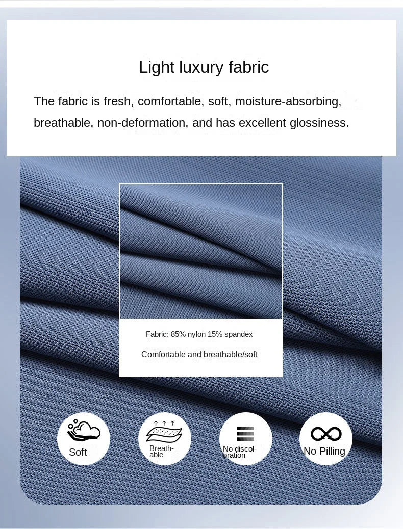 Seamless High-end Polo Shirt for Men's Business Thin Half Sleeved Solid Lapel Short Sleeved Men's Shirt Polo Shirt - QHA UK