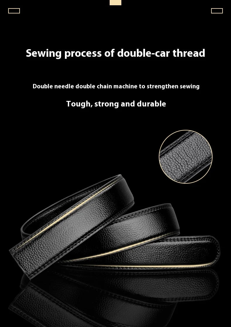 Mens Genuine Leather Ratchet Belt Strap 35mm Black Replacement 160cm