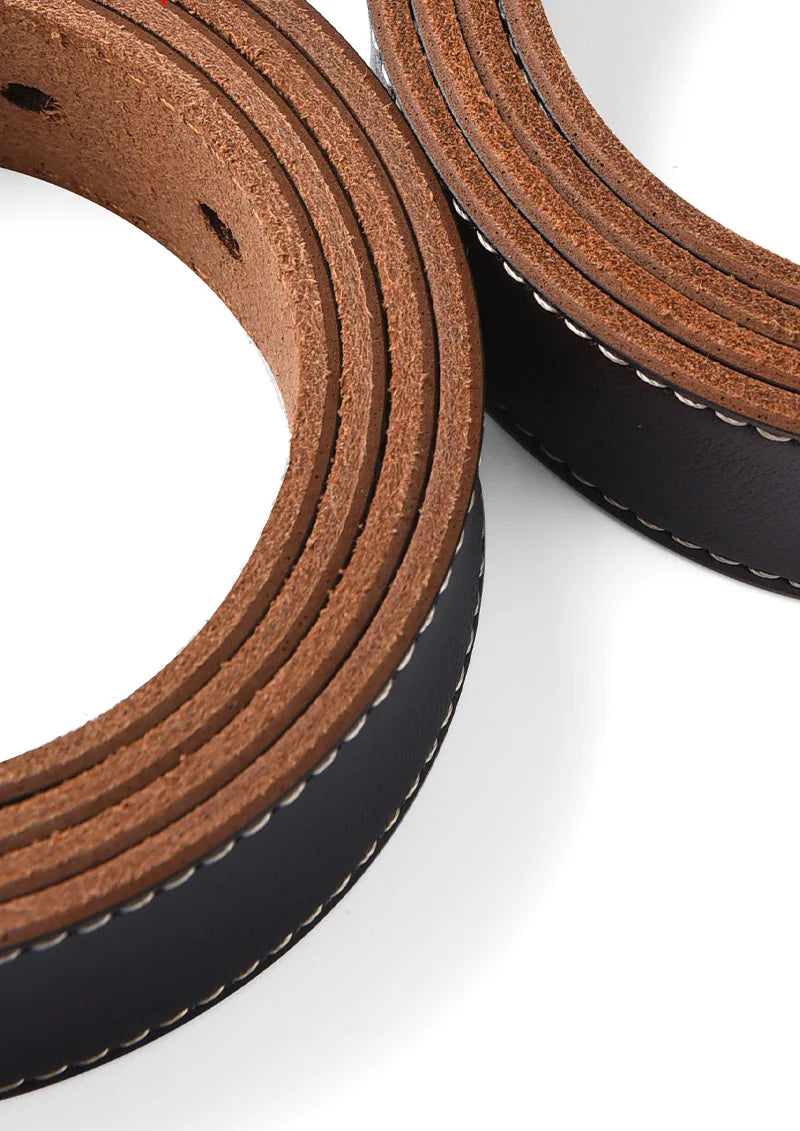 Men's Plus Size Genuine Leather Belt Cowhide Casual Business 105–170cm