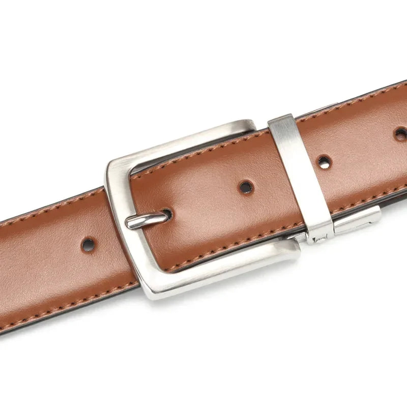 Men's Cowskin Leather Double-Sided Belt Rotating Buckle 105–125cm