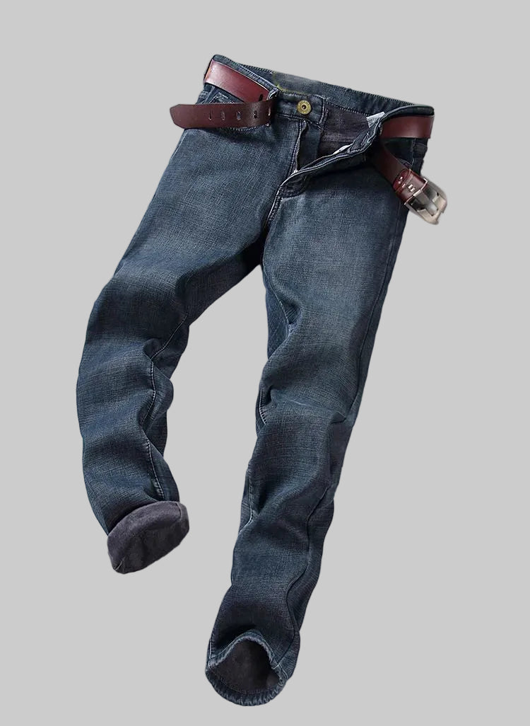 Mens Straight Stretch Jeans Slim Fit Smart Casual Work Denim Trousers