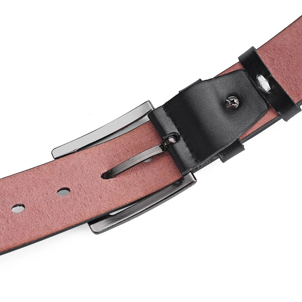 Mens PU Leather Casual Belt 3.8cm Wide Jeans Trousers Waist Strap UK