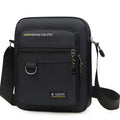 Mens Water-Resistant Nylon Crossbody Satchel Bag with Multi-Pockets - Black